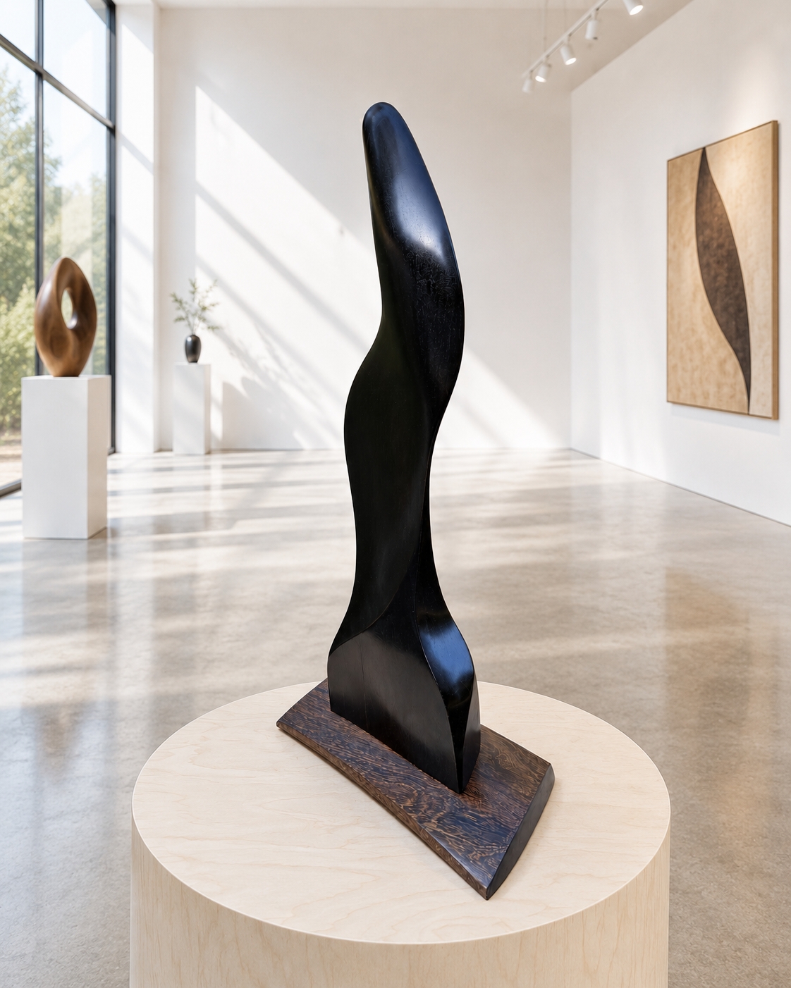 Cast, a black-stained Yellow Walnut sculpture by John Helle-Nielsen