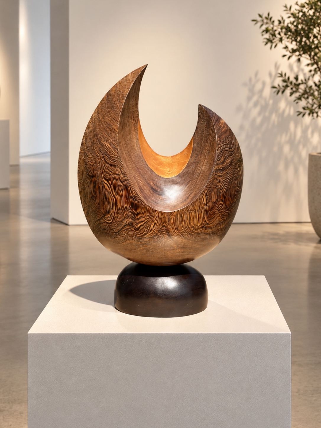 Soul, a Leopard Gum sculpture with an Aztec Gold accent by John Helle-Nielsen